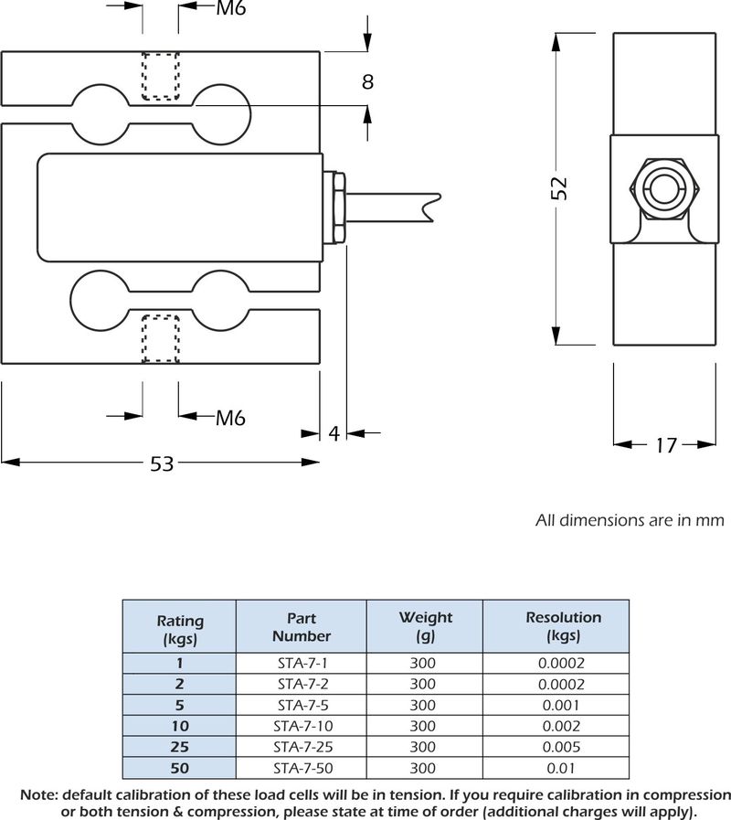sta-7 Capteurs de Pesage dimensions